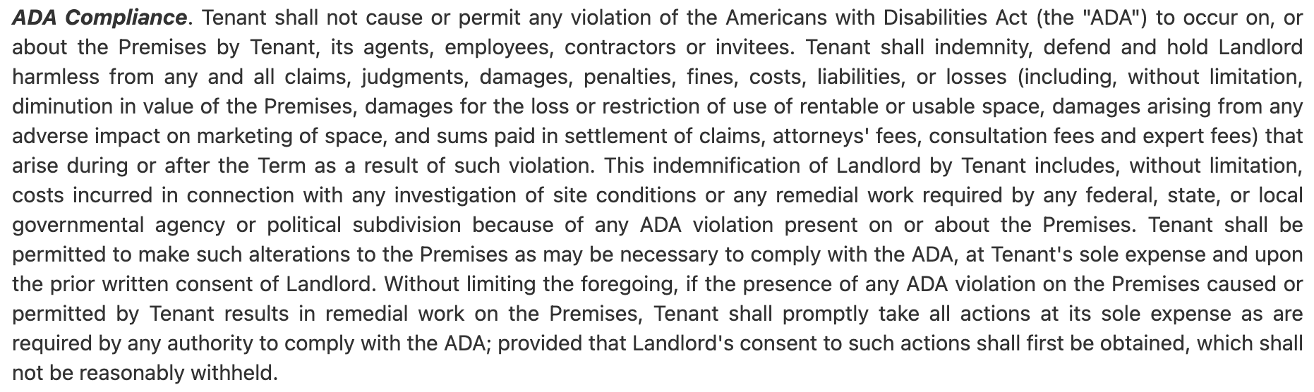 ADA compliance excerpt